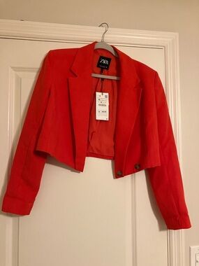 Brand New ZARA Vibrant Red Cropped Blazer